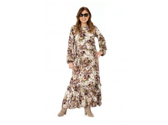 Farille Büyük Beden Vizon Elbise