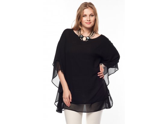 Fontanem Büyük Beden Siyah Tunik