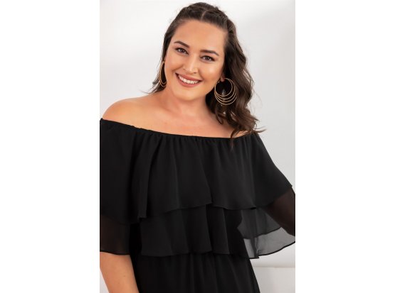 Fulan Büyük Beden Çift Kat Yaka Elbise