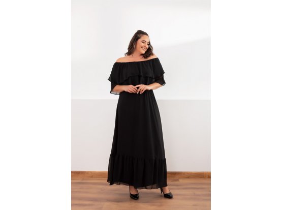 Fulan Büyük Beden Çift Kat Yaka Elbise